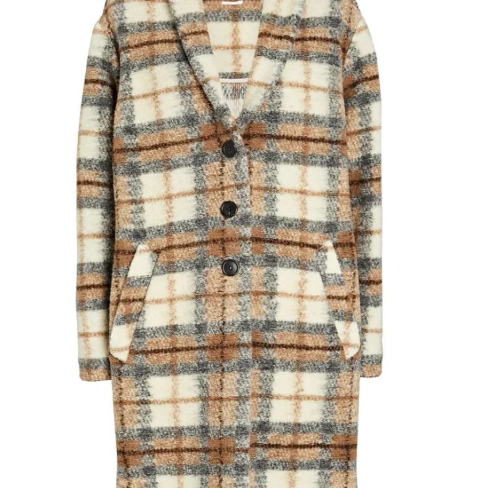 ISABEL MARANT ÉTOILE Gabriel Plaid Flannel Wool-Blend Coat - Picture 3 of 3